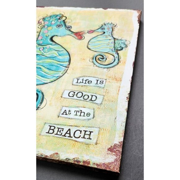 Wall Decor “Life Is Good At The Beach” Hanging Frame Wall Art Seahorse - Picture 5 of 10
